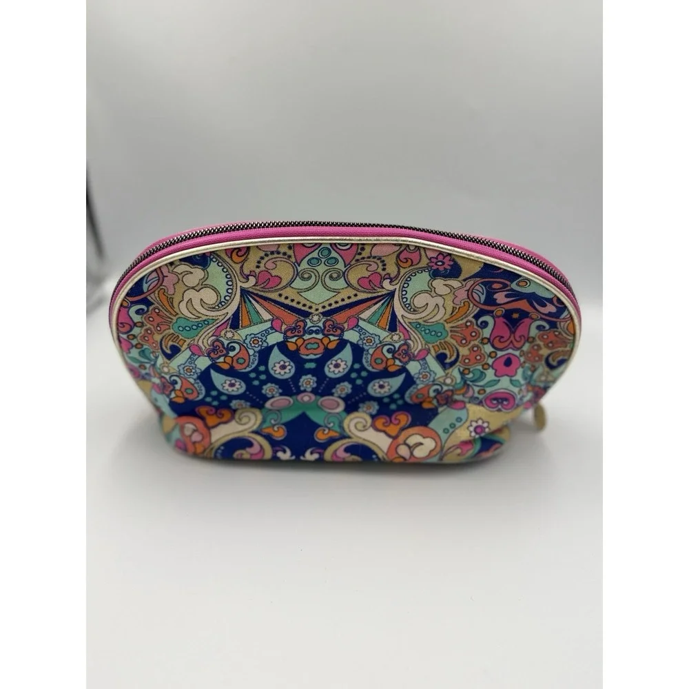 Spartina 449 Bohème Small Cosmetic Case Pouch Linen Gold Full Zip Vibrant